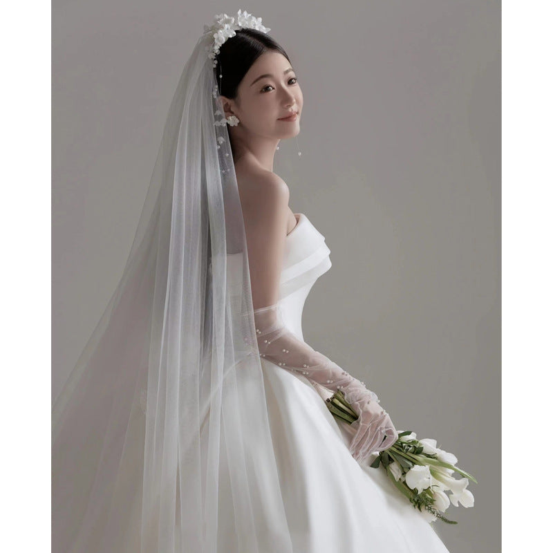 2025tube top light wedding dress bridal temperament simple satin trailing welcome out yarsen dress skirt small man