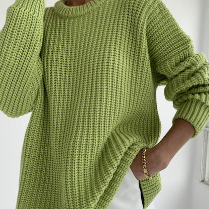 maoxiangshop 2000s fashion Women's Sweater round Neck Loose Solid Color Popular Autumn and Winter Women's Sweater