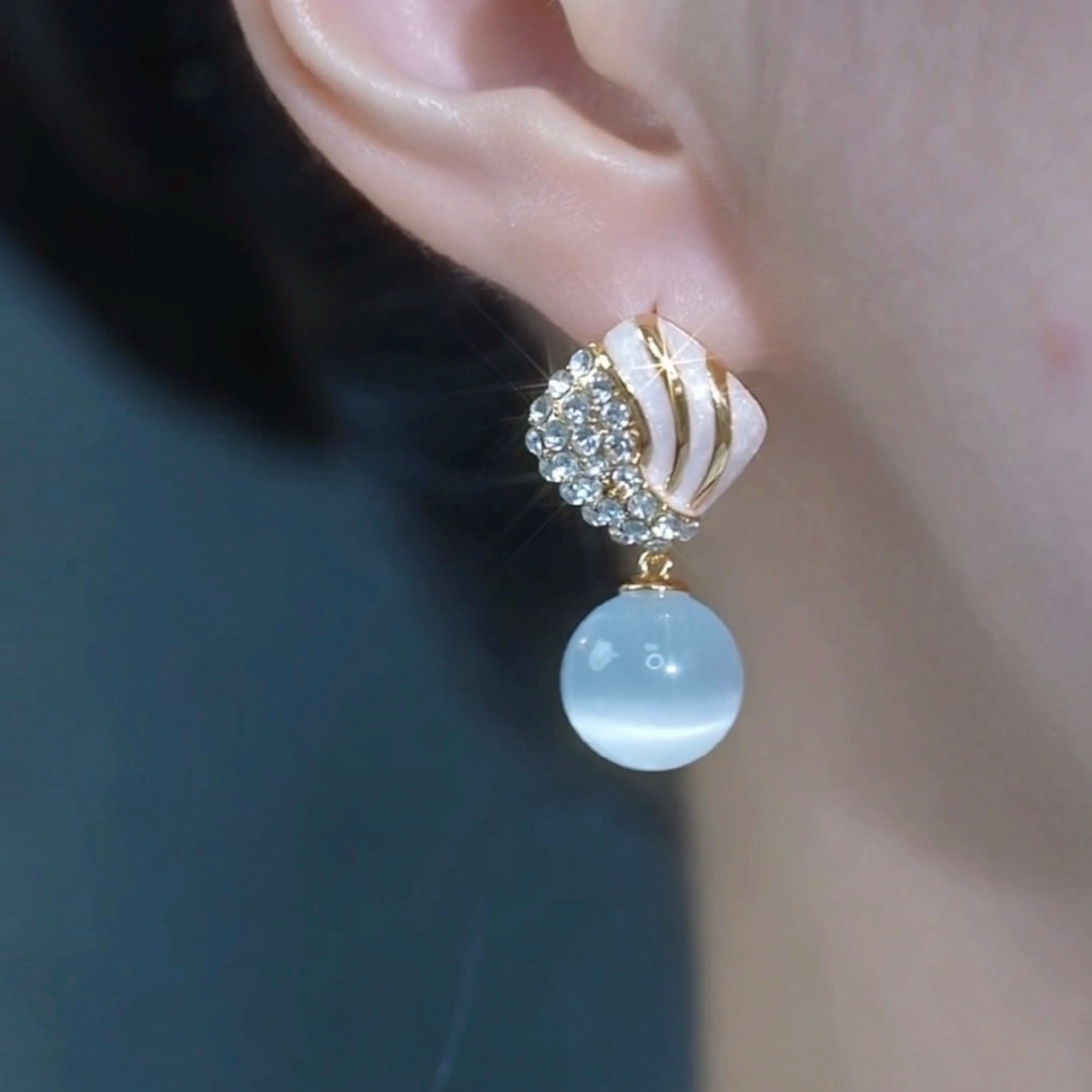 925 silver needle earrings fashion versatile light luxury zircon opal earrings niche high-end temperament stud earrings pendant