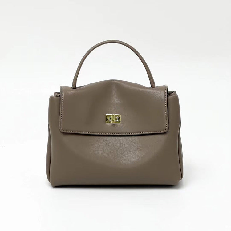 2025 Textured soft cowhide handbag summer new retro small square bag versatile fashion shoulder bag messenger women's bag women's bag