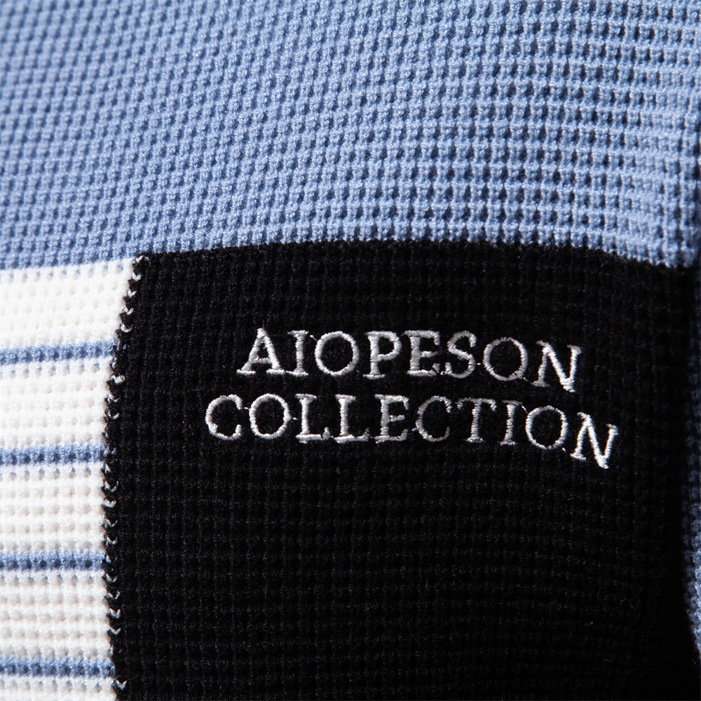 MAOXIANGSHOP 2025 Autumn new sweater men's striped splicing long-sleeved men's knitted sweater round neck trendy men's casual sweater