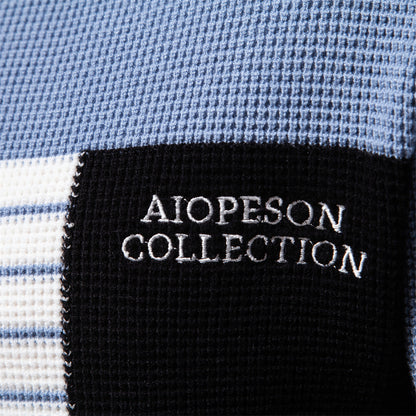 MAOXIANGSHOP 2025 Autumn new sweater men's striped splicing long-sleeved men's knitted sweater round neck trendy men's casual sweater