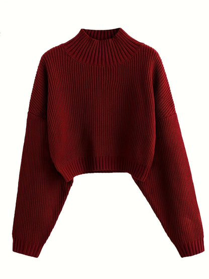 maoxiangshop fall outfits women Retro Knitted Soft Glutinous Loose Undershirt Solid Color Half Turtleneck Pullover Gentle Style Women's Clothing