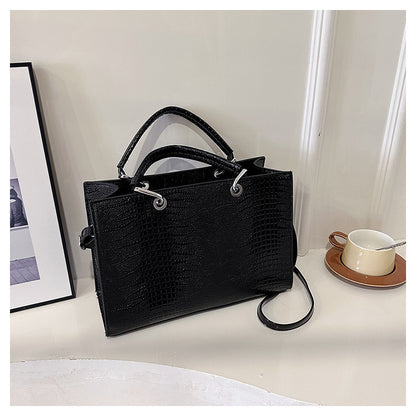 MAOXIANGSHOP 2025 New  fashion and retro texture crocodile pattern portable tote bag large capacity ins Popular style shoulder messenger bag