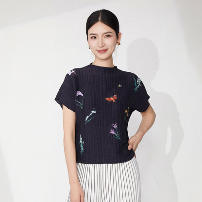 top women's summer high-end sense loose light luxury bat sleeves light breathable jumper versatile short-sleeved T-shirt