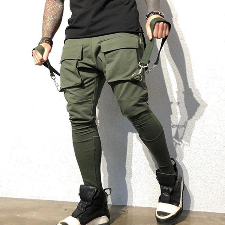 maoxiangshop-shop picture day outfit Men's Multi-Pocket Drawstring Casual Trousers Men's Autumn New Overalls Men's High Street Hip Hop Book Bag Trousers