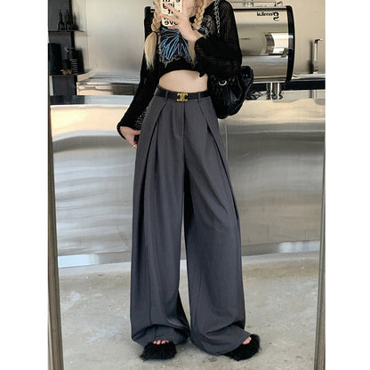 maoxiangshop-shop work outfits women Fall Loose High Waist Wide Leg Suit Pants Women's Casual Mopping Long Pants