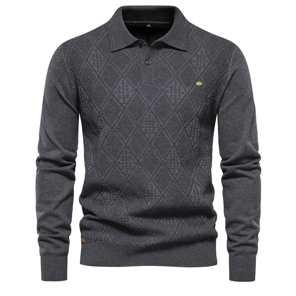 MAOXIANGSHOP 2025 autumn and winter new top long-sleeved men's sweater slim-fitting lapel high-quality men's Popularan-size knitted sweater