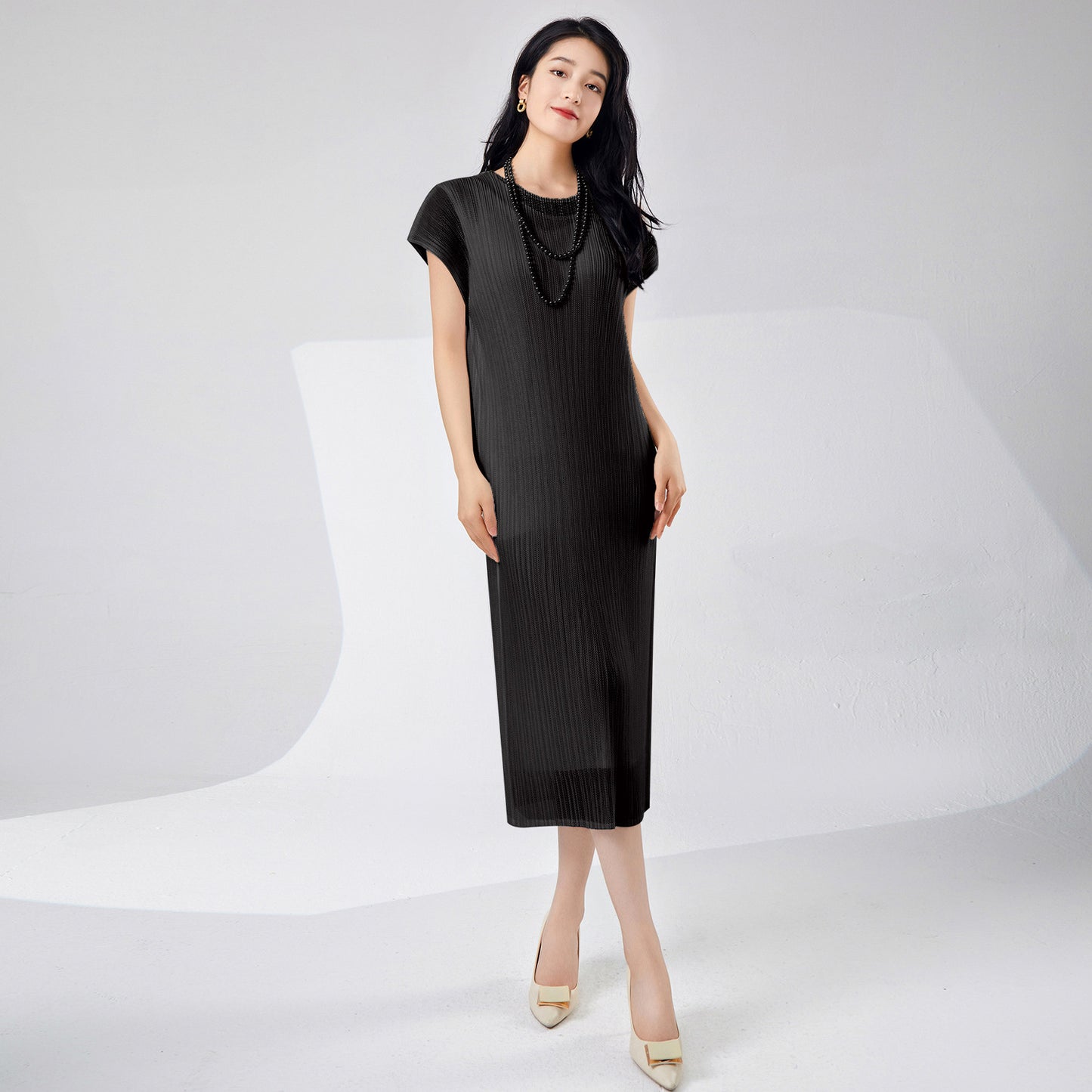 Fairy women's dress summer female gentle mesh double breathable white simple fashion pleated medium and long skirt