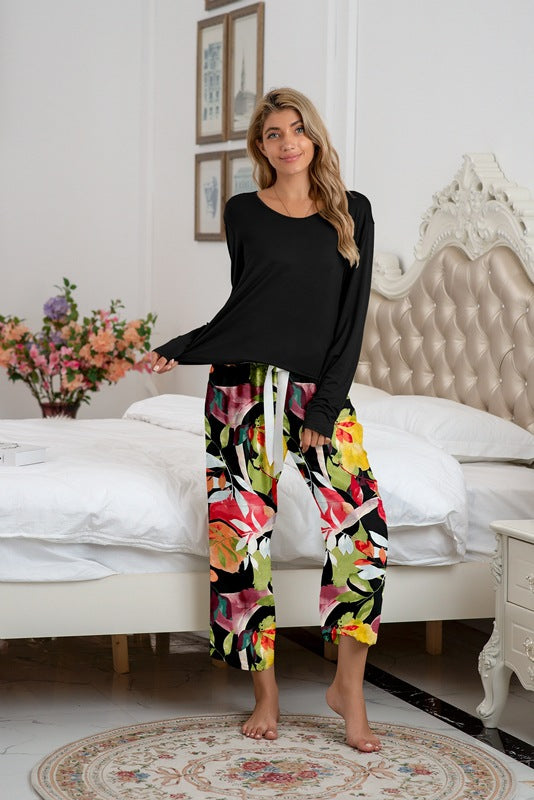 MAOXIANGSHOP 2025wish Modal cotton home bow round neck casual suit loungewear, nine colors and eight yards, spot