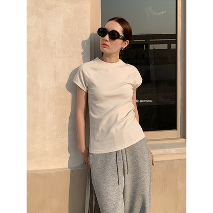 2025 [7 colors optional] Crew neck net version short-sleeved T-shirt women's 2025 spring and summer new Korean version casual versatile top T026
