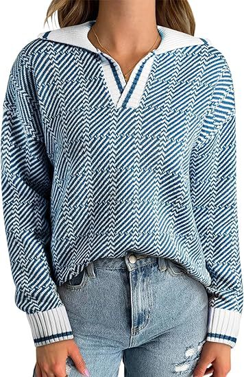 maoxiangshop 2000s fashion 2024 Autumn and Winter Knitted Pullover Lapel Women's Clothing New Hot Selling TK Hot Selling Retro Pattern