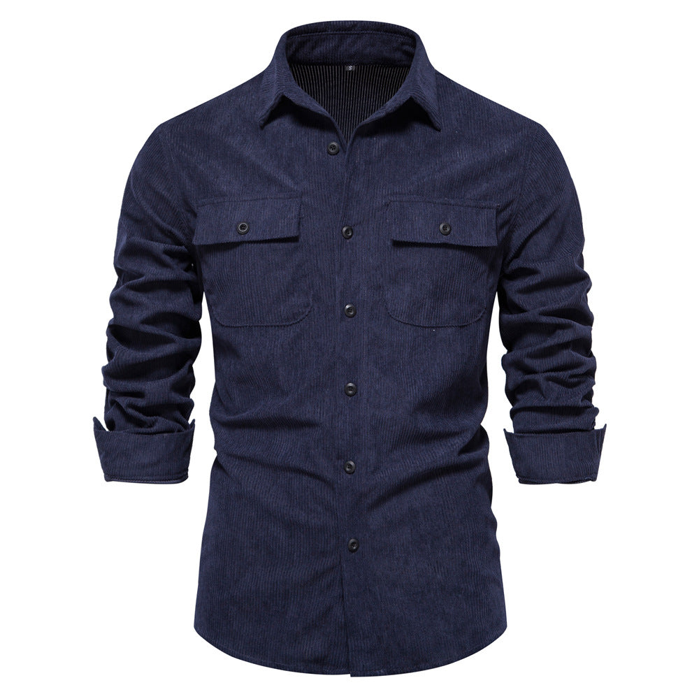 MAOXIANGSHOP 2025 Autumn new New corduroy shirt men's fashion slim casual versatile trend men's long-sleeved shirt