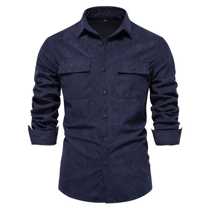MAOXIANGSHOP 2025 Autumn new New corduroy shirt men's fashion slim casual versatile trend men's long-sleeved shirt