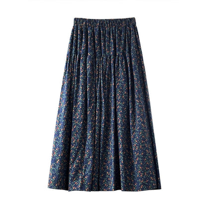 maoxiangshop-shop fall outfits women Mori Brushed Floral Skirt 2024 Autumn and Winter New Artistic Age-Reducing Mid-Length Umbrella Skirt Cover Slim Skirt