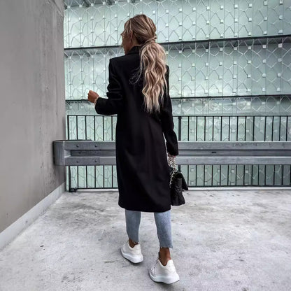 maoxiangshop 2000s fashion Autumn and Winter Long Suit Collar Woolen Coat for Women