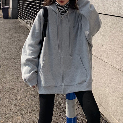 maoxiangshop College Outfits Japanese Sweet Sweater Women's Spring and Autumn 2024 New Loose Chic Lazy Casual Sports Zipper Top Coat