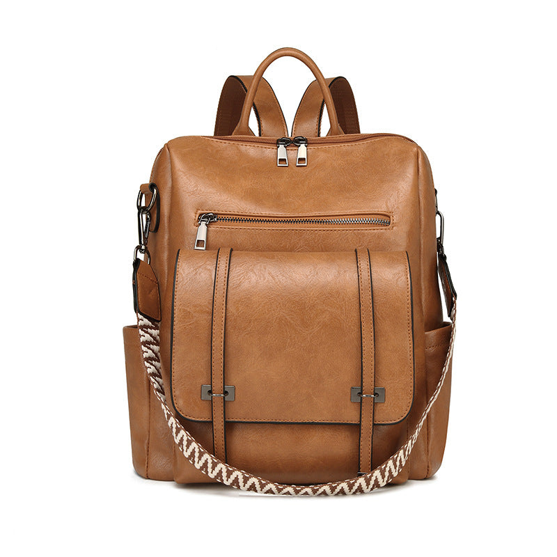 MAOXIANGSHOP 2025 retro women's backpack new high-end PU soft leather dual-purpose shoulder bag large-capacity commuter backpack women