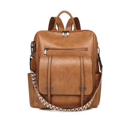 MAOXIANGSHOP 2025 retro women's backpack new high-end PU soft leather dual-purpose shoulder bag large-capacity commuter backpack women