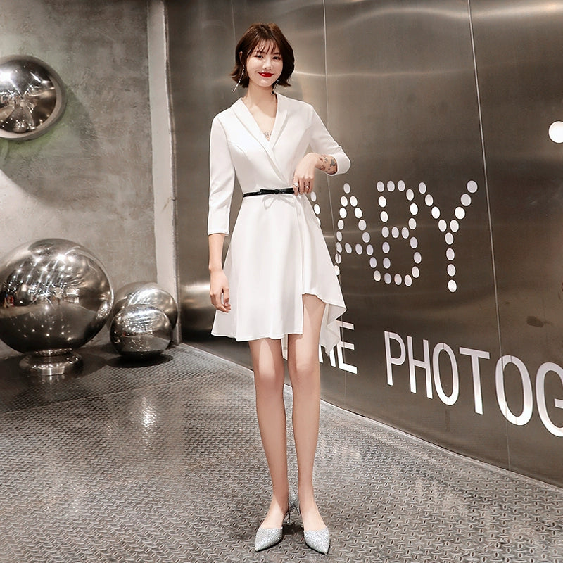 White evening dress skirt women  new high-end banquet looking thin and elegant, usually can wear temperament short small