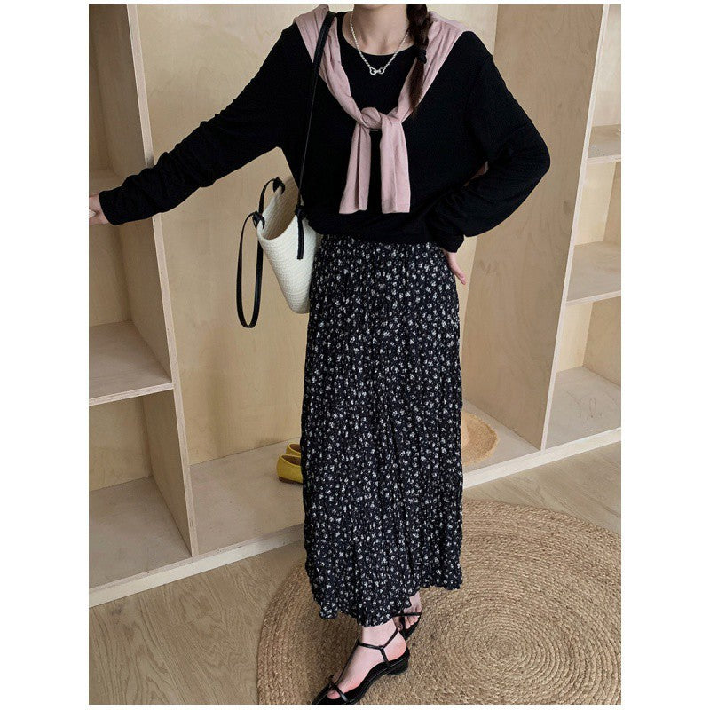 maoxiangshop-shop teacher outfits Women's Chiffon Floral Pleated Skirt 2024 New Elegant Slimming High Waist Dress