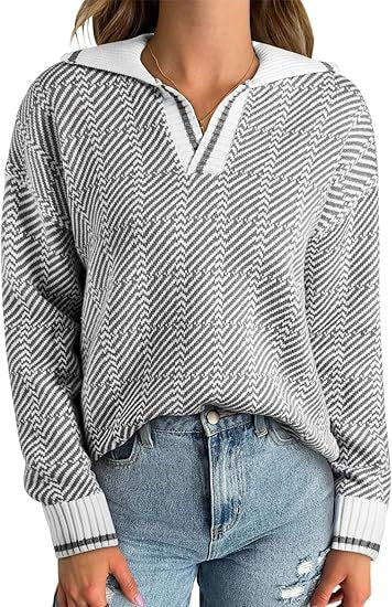 maoxiangshop 2000s fashion 2024 Autumn and Winter Knitted Pullover Lapel Women's Clothing New Hot Selling TK Hot Selling Retro Pattern