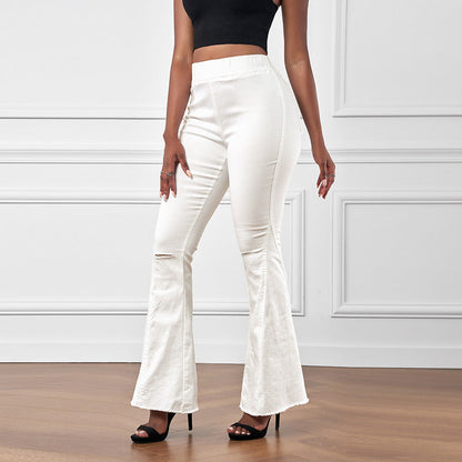 maoxiangshop country concert outfit Autumn European Style Ripped Jeans Women's 2024 New High Waist Loose Beggar Wide Leg Trousers
