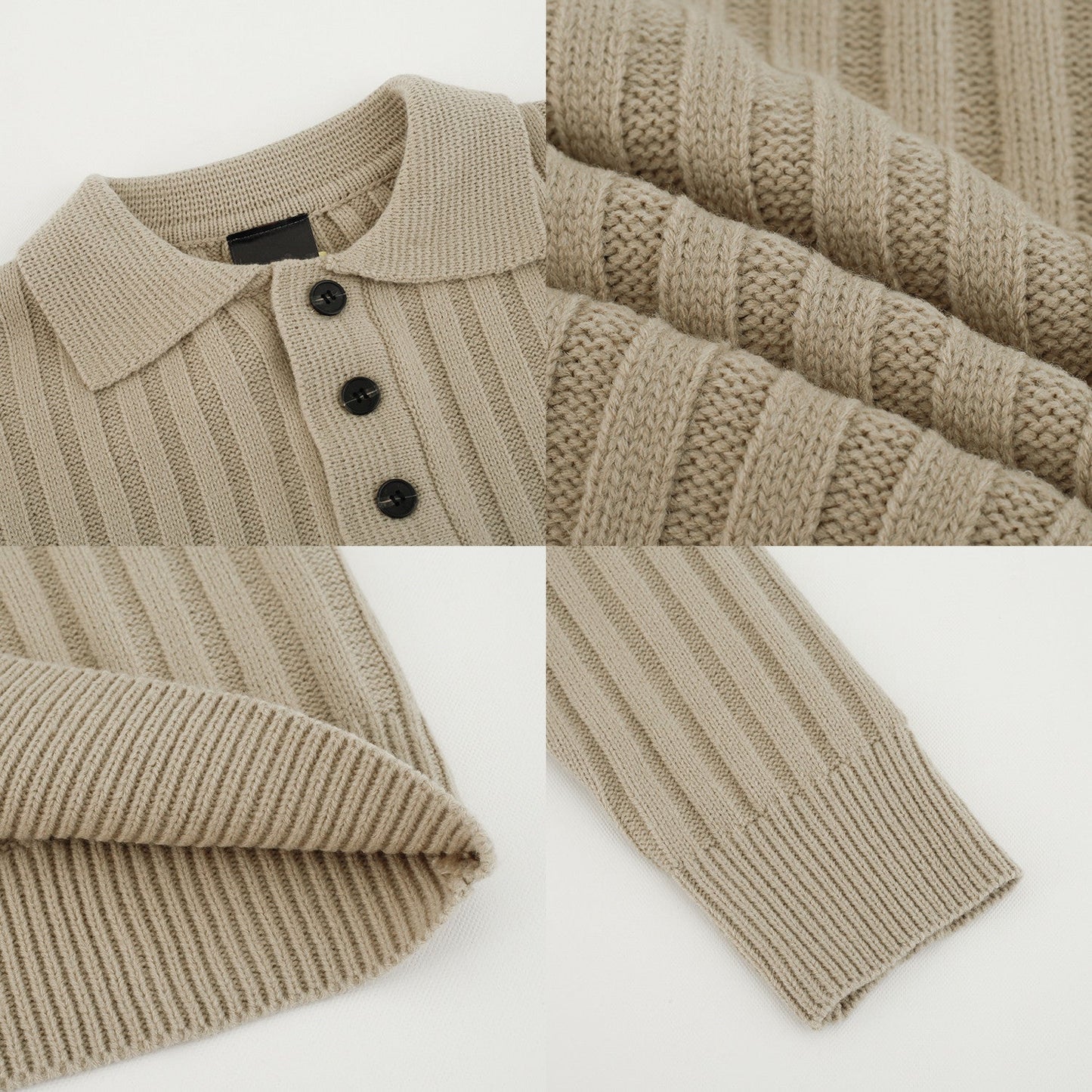 maoxiangshop-shop men fall outfits casual Polo Collar Sweater Men's Loose Casual Lapel Pit Striped Sweater Autumn and Winter New Korean Style Trendy Sweater