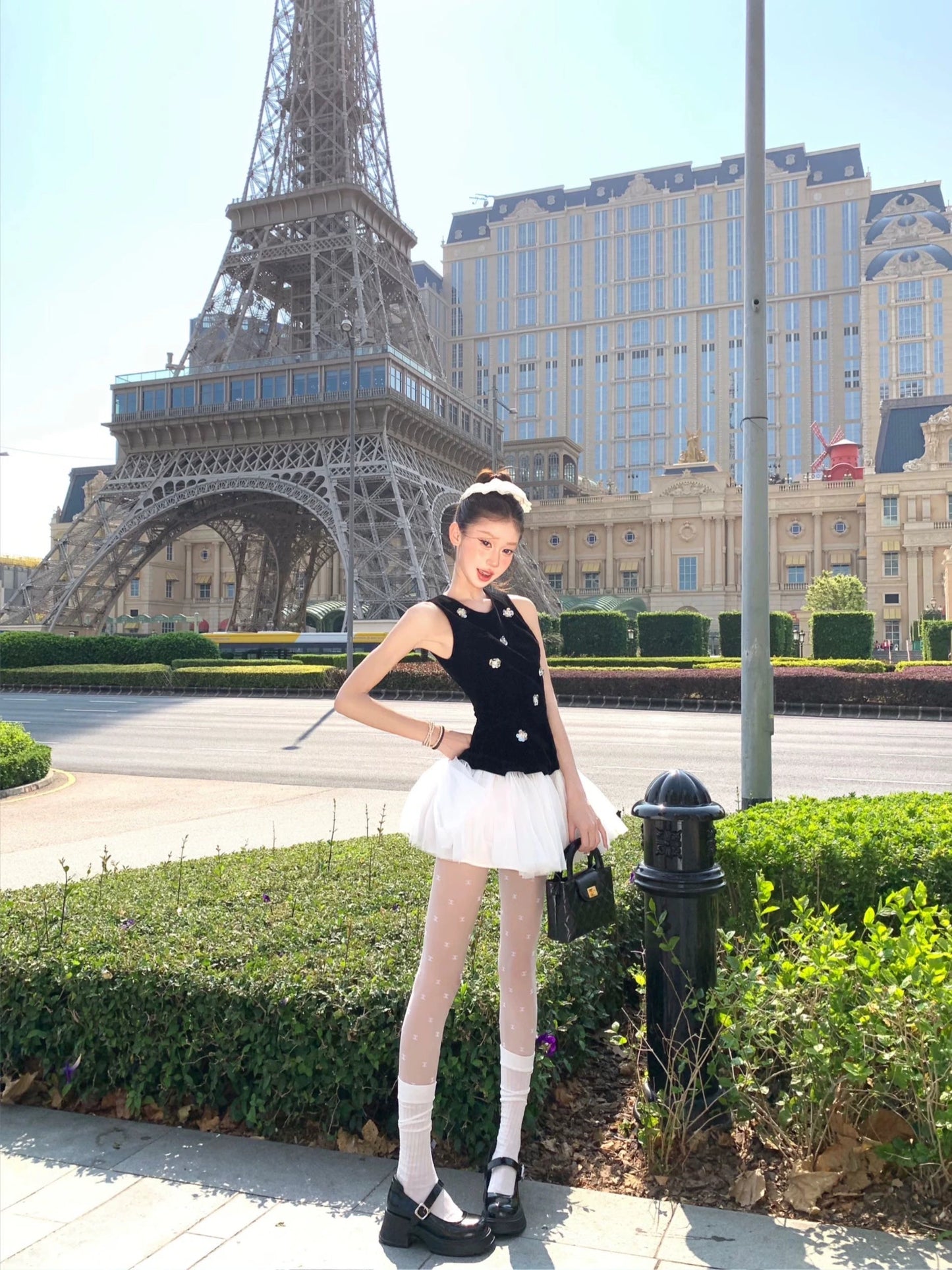 coffee break birthday dress dress women's summer new velvet princess small black dress mesh waist fluffy skirt