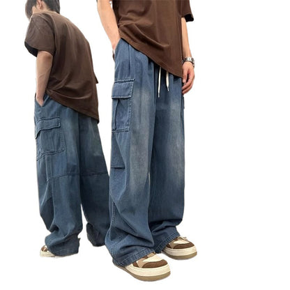 maoxiangshop-shop summer outfits men Jinbukang Japanese Cityboy Denim Pants Men's Spring and Autumn plus Size Overalls Ins Trendy High Street Ruan Handsome Loose