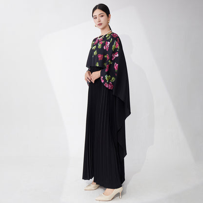 new women's clothing long dress summer high-quality temperament printing loose large-size irregular skirt