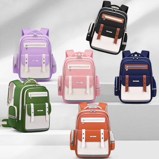 New Children Primary School Boys and Girls Lightweight Waterproof Schoolbag Grade One to Six Large Capacity Burden Relief Spine Protection