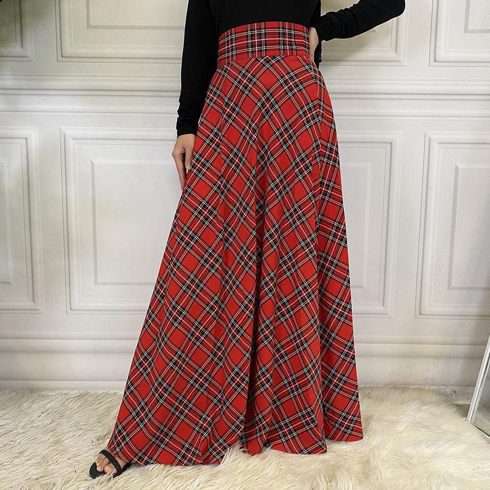maoxiangshop outfit inspo fall Fashion Casual Waist Slimming Scottish Skirt