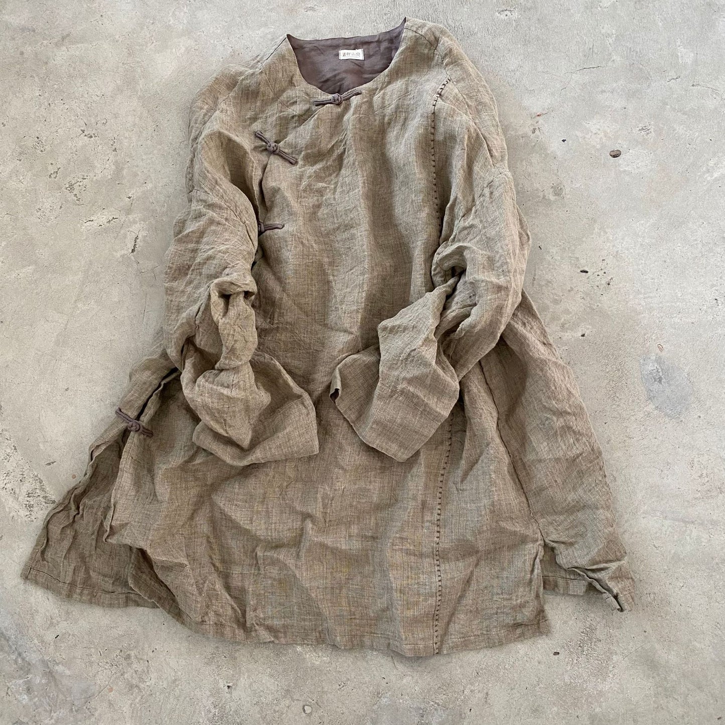2025 25/2 SN122 retro texture linen handmade buckle three-dimensional robe