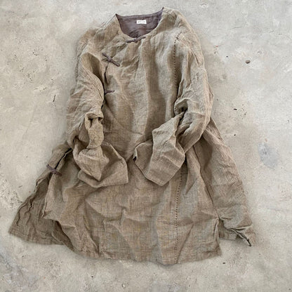 2025 25/2 SN122 retro texture linen handmade buckle three-dimensional robe