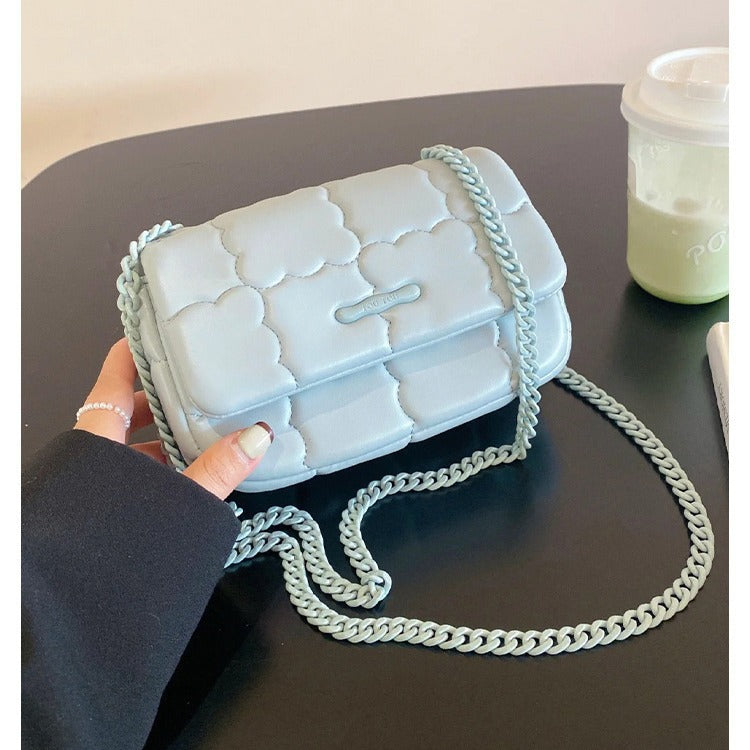 MAOXIANGSHOP 2025 New creative personalized cookie pattern paint chain shoulder strap small square bag Xiaohongshu Xiaoxiangfeng high-end messenger bag