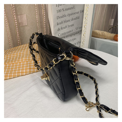 MAOXIANGSHOP 2025 Internet celebrity small bag women's popular small fragrant wind diamond chain black small square bag super fire shoulder messenger women's bag this year