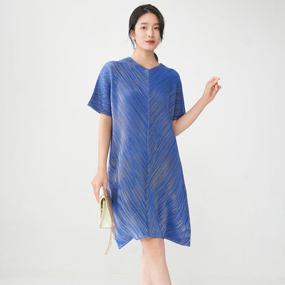 dress 2025 summer high-end bronzing v-neck loose meat covering medium and long fashion casual versatile skirt