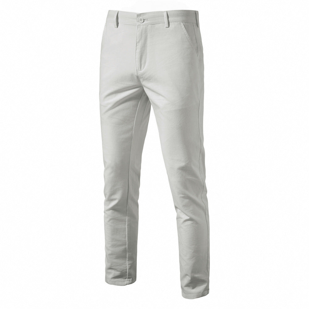 MAOXIANGSHOP 2025 Autumn new men's cotton and linen casual pants breathable straight teen solid color versatile men's trousers