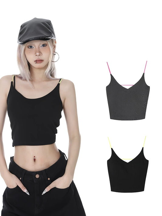 2025n Spice Girl Style Bottom Top Women's Summer Trend Short Slim Fit Sexy Body Suspender Vest