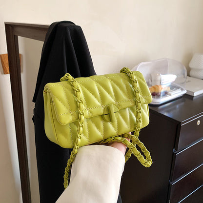 MAOXIANGSHOP 2025 Single shoulder niche design embroidery thread diamond messenger bag  new fashion versatile chain simple women's bag