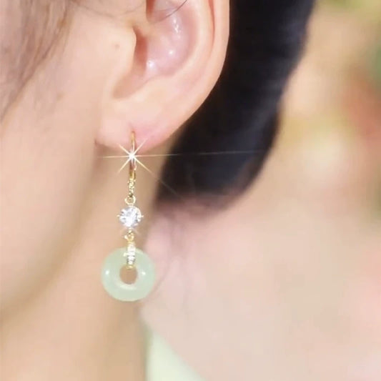 Antique safety buckle earrings women's 2025 new niche design sense new Chinese ear buckle earrings temperament versatile earrings