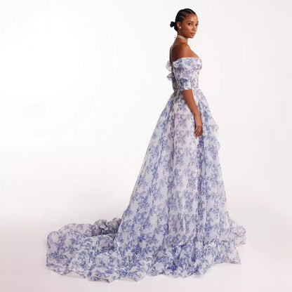 MAOXIANGSHOP 2025 New new off-the-shoulder 2025 women's clothing fashion organza fairy long temperament evening dress dress