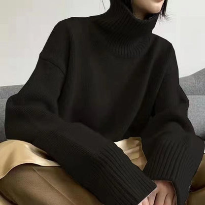 maoxiangshop fall outfits 2024 Knitwear Women's Turtleneck Pullover Women's New Loose Lazy Style Slimming Solid Color Bottoming Shirt Top Women's