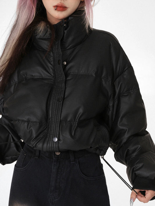 loose thickened white duck down jacket women's winter wear stand-up collar small man warm windproof cotton-padded jacket tide