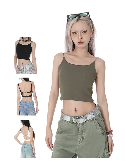 2025n Spice Girl Style Halter Bottom Top Women's Summer New Versatile Sexy Body Suspender Vest