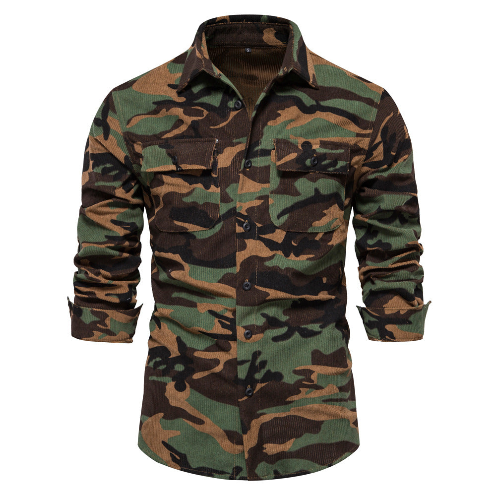 MAOXIANGSHOP 2025 Autumn new New corduroy shirt men's fashion slim casual versatile trend men's long-sleeved shirt