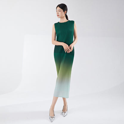 gradual change dress simple high sense summer new temperament sleeveless medium and long one-step versatile straight skirt