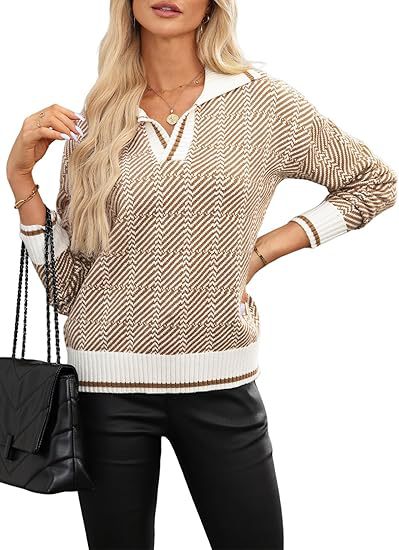 maoxiangshop 2000s fashion 2024 Autumn and Winter Knitted Pullover Lapel Women's Clothing New Hot Selling TK Hot Selling Retro Pattern