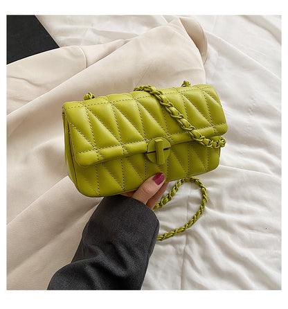MAOXIANGSHOP 2025 Single shoulder niche design embroidery thread diamond messenger bag  new fashion versatile chain simple women's bag